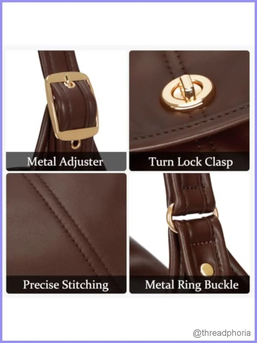 Turn Lock Hobo Bag Women Multi-Pocket Tote Crossbody Faux Leather Work Purse